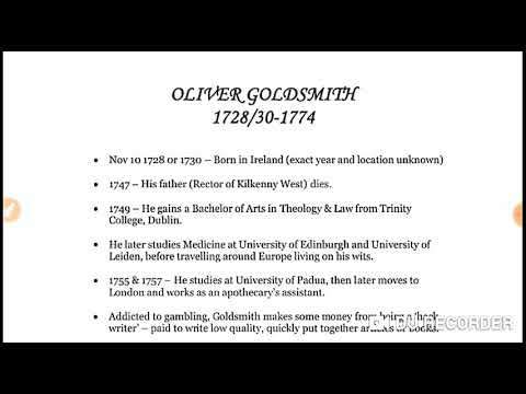Brief Introduction of Oliver Goldsmith and 18th Century society