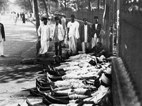 Indian workers on strike in support of Gandhi in 1930.