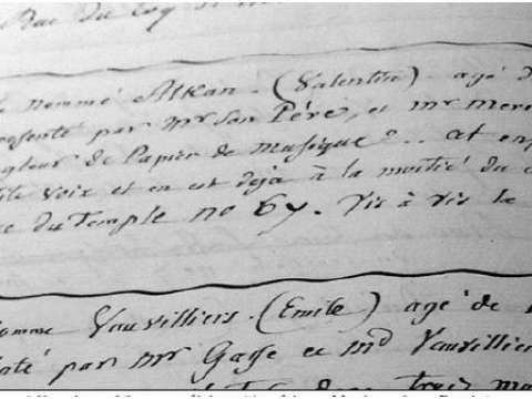 Report on Alkan's 1819 solfège audition at the Paris Conservatoire. (Archives Nationales, Paris)