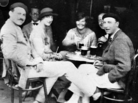 Ernest Hemingway with Lady Duff Twysden, Hadley, and friends, during the July 1925 trip to Spain that inspired The Sun Also Rises