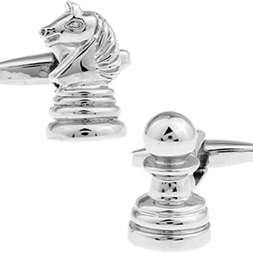 Silver Chess Pawn and Knight Cufflinks