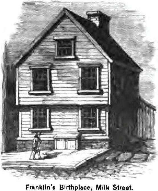 Franklin's birthplace on Milk Street, Boston, Massachusetts