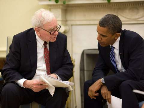 Buffett and President Obama in the Oval Office, July 14, 2010
