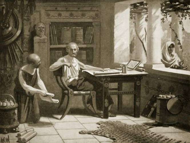Xenophon dictating his history, illustration from 'Hutchinson's History of the Nations', 1915