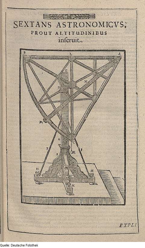 Drawing of a large sextant used by Tycho Brahe