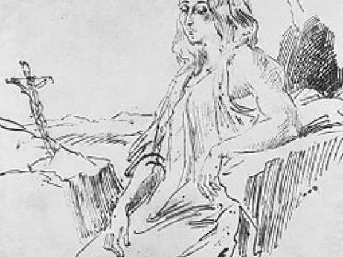 Sand as Mary Magdalene in a sketch by Louis Boulanger