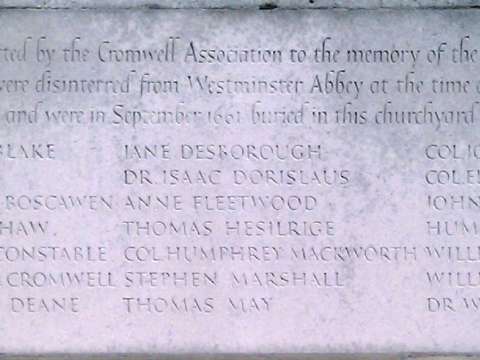 Memorial marking the reburial of Robert Blake and other Parliamentarians outside St Margaret's, Westminster