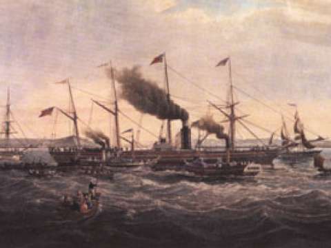 Maiden voyage of the Great Western in April 1838