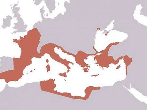 The extent of the Roman Republic in 40 BC after Caesar's conquests