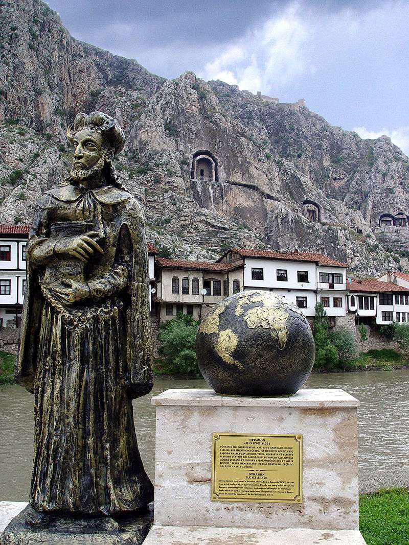 Statue of Strabo in his hometown (modern-day Amasya, Turkey)
