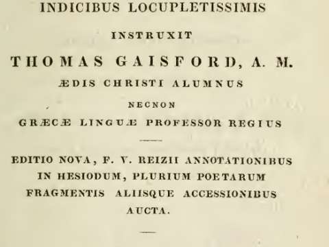 Title to an edition of Hesiod's Carmina (1823)