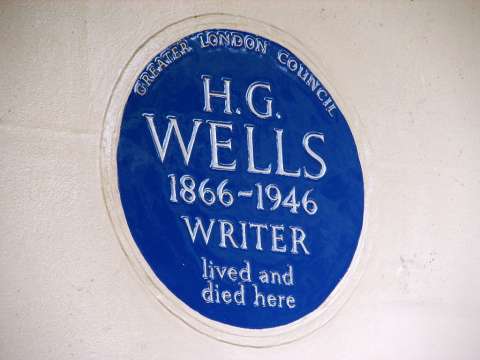 Commemorative blue plaque at Wells' final home in Regent's Park, London