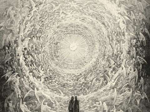Dante Alighieri's description of Heaven in his Paradiso incorporates Pythagorean numerology.