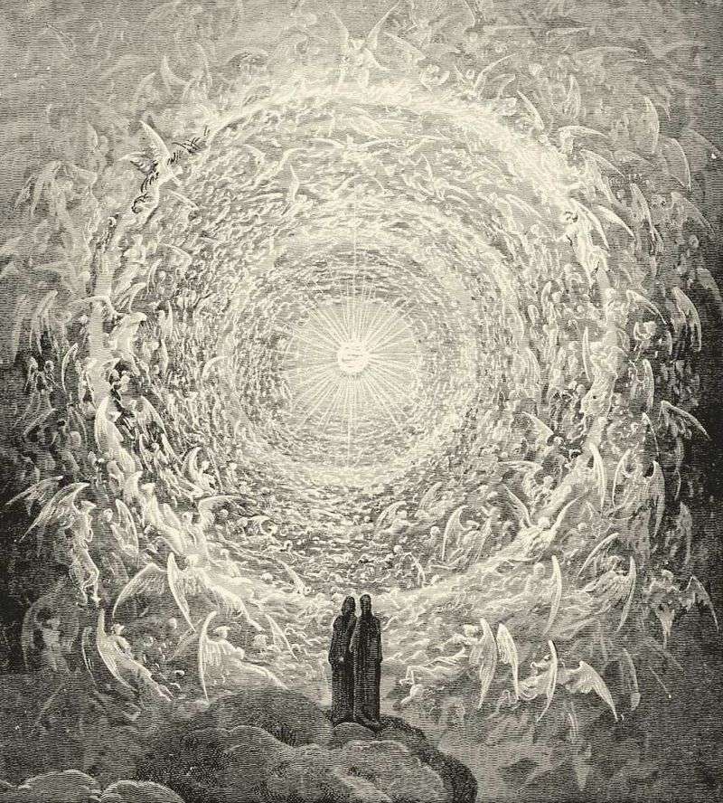 Dante Alighieri's description of Heaven in his Paradiso incorporates Pythagorean numerology.