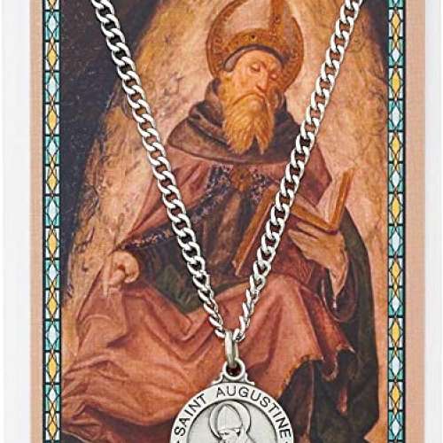 Saint Augustine Pewter Medal Pendant