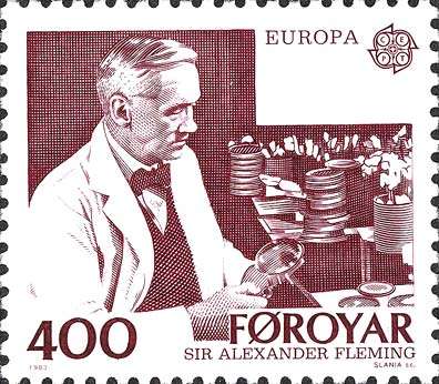 Faroe Islands postage stamp commemorating Fleming