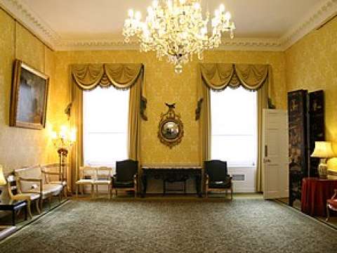 As First Lord of the Admiralty, Churchill's London residency was Admiralty House (music room pictured).