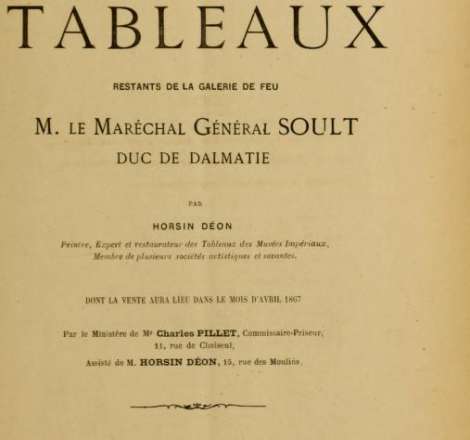 Catalogue de tableaux restants de la galerie de feu M. le Maréchal Général Soult