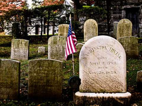Washington Irving's headstone, Sleepy Hollow Cemetery, Sleepy Hollow, New York