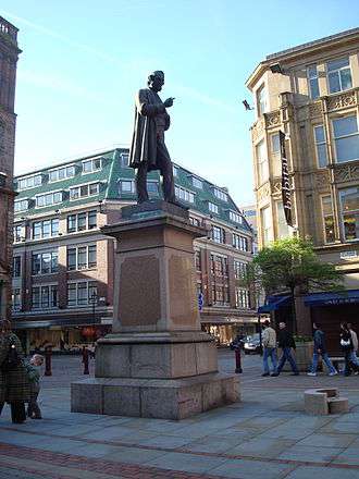 Statue of Richard Cobden outside St Ann's Church, Manchester