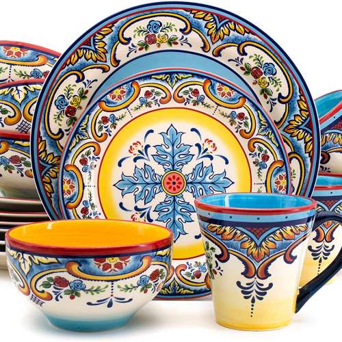 Spanish Floral Design Dinnerware Set