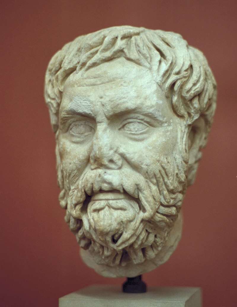 Pyrrho of Elis, marble head, Roman copy, Archeological Museum of Corfu