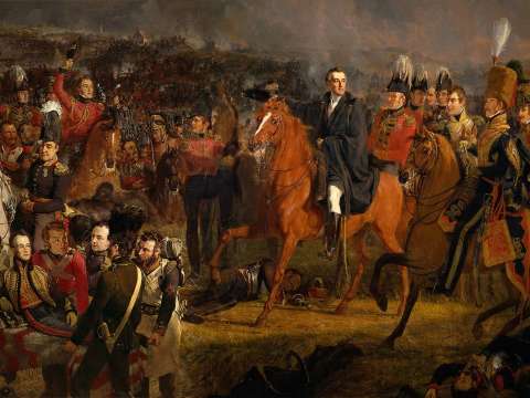 Wellington at the battle of Waterloo. Detail of a painting by Jan Willem Pieneman