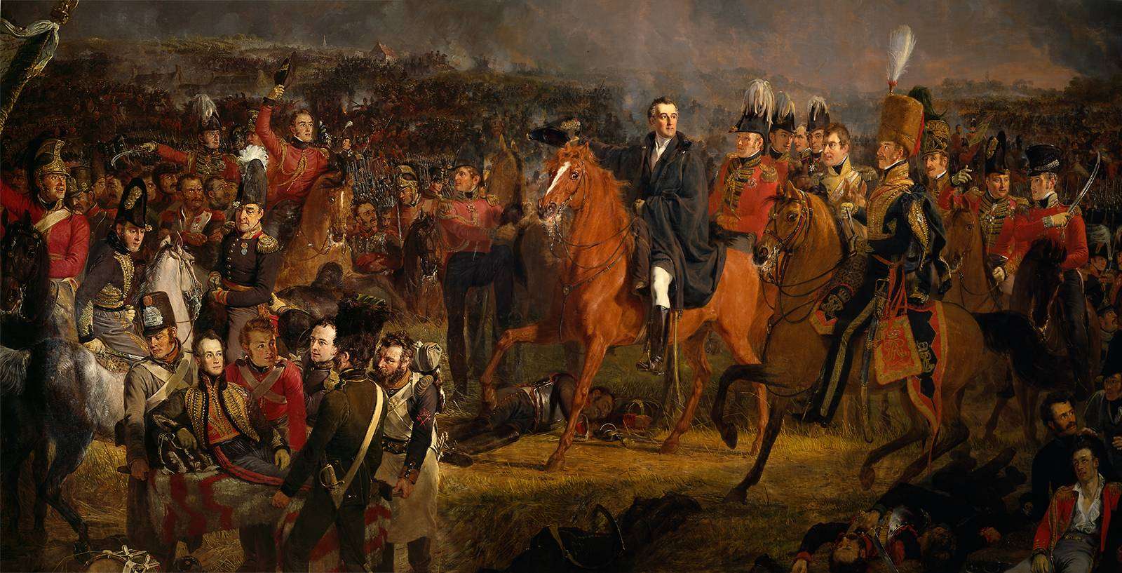 Wellington at the battle of Waterloo. Detail of a painting by Jan Willem Pieneman