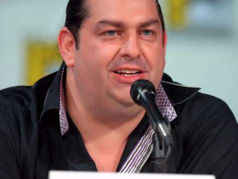 O'Brien speaking at the 2014 San Diego Comic-Con International on the Scorpion panel