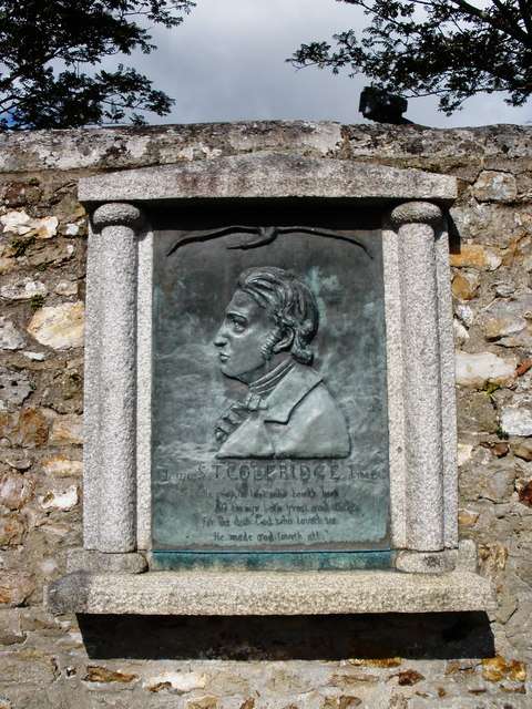 Plaque commemorating Coleridge at St Mary's Church, Ottery St Mary