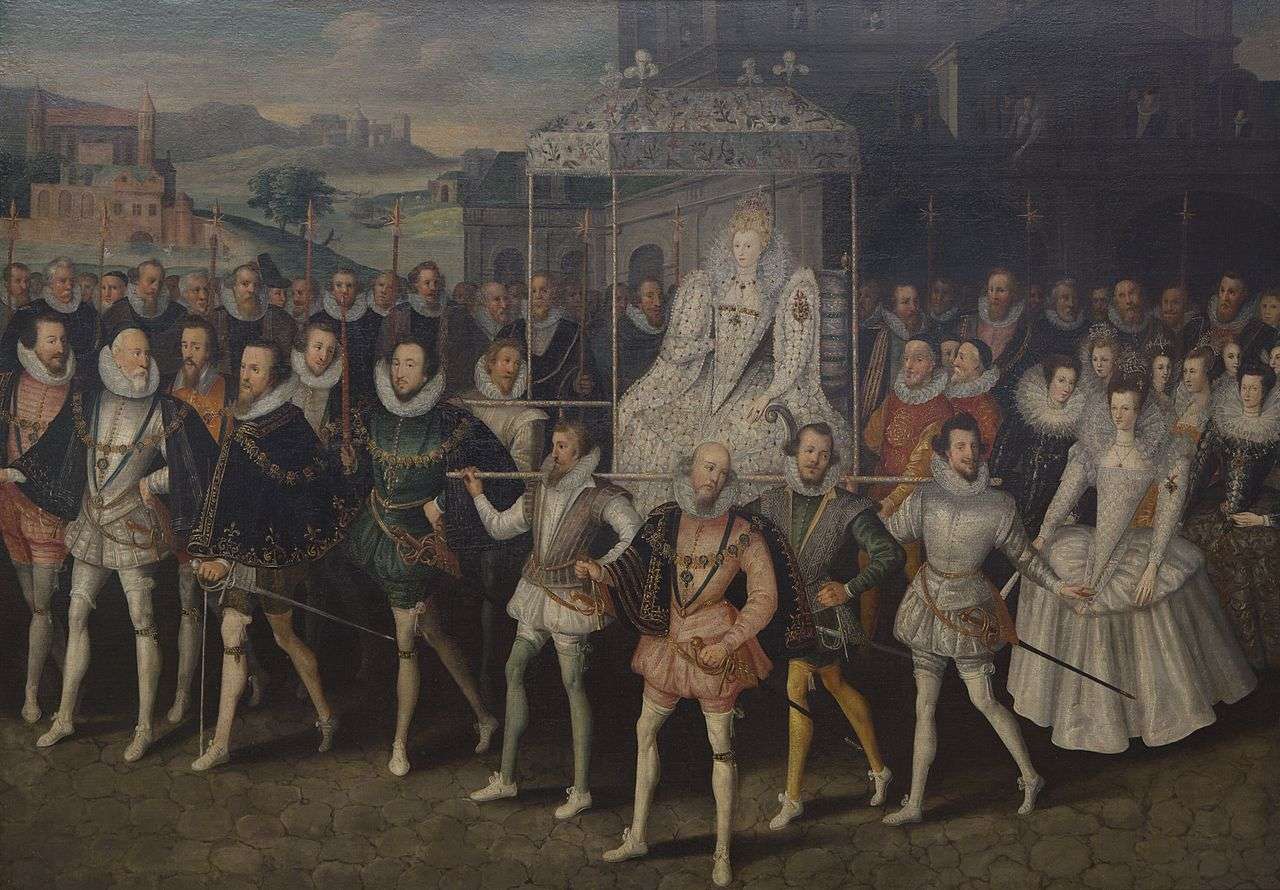 The Procession Picture, c. 1600, showing Elizabeth I borne along by her courtiers