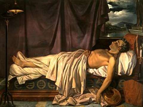Lord Byron on His Deathbed, by Joseph Denis Odevaere (c. 1826).