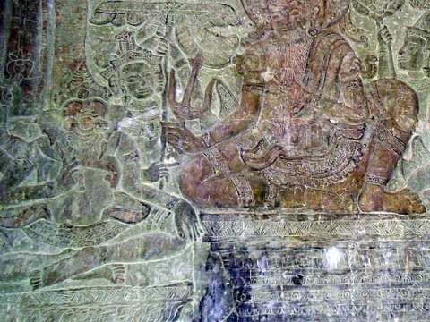 Vyasa narrating the Mahabharata to Ganesha, his scribe, Angkor Wat.