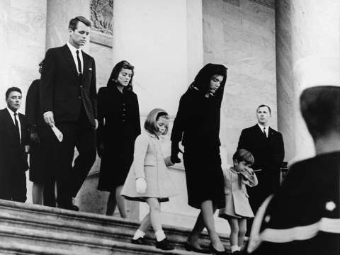 President Kennedy's family leaving his funeral at the U.S. Capitol Building