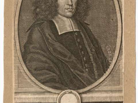 Engraving of Spinoza, captioned in Latin, 