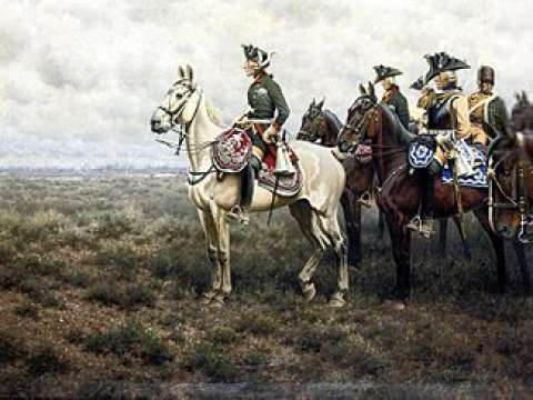 Frederick the Great and his staff at the Battle of Leuthen, by Hugo Ungewitter