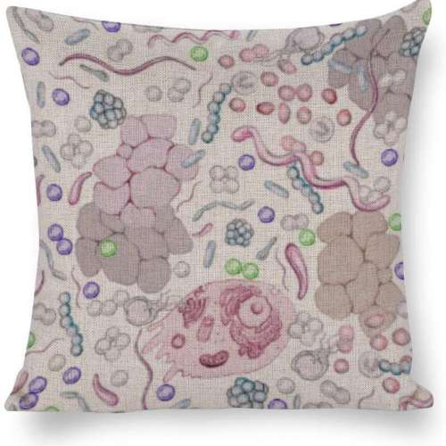 Microbiology Pattern Throw Pillow Case