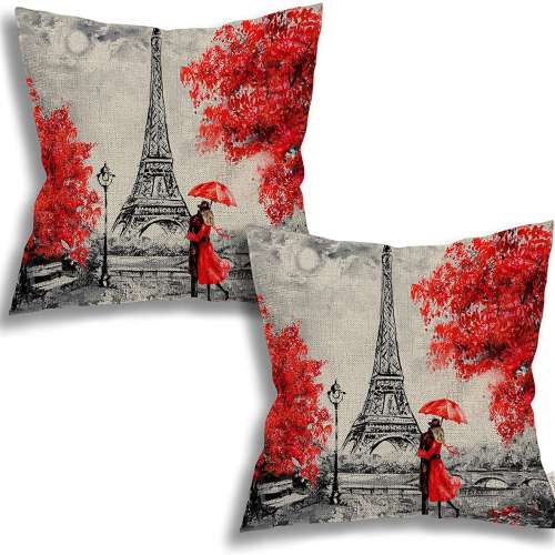 Set of 2 Paris Lovers Throw Pillows