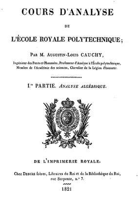 The title page of a textbook by Cauchy.