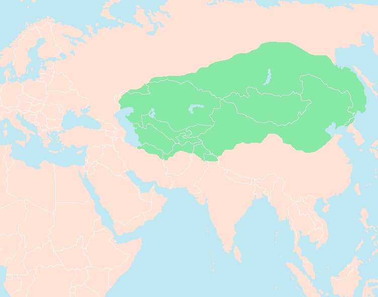 Mongol Empire in 1227 at Genghis Khan's death