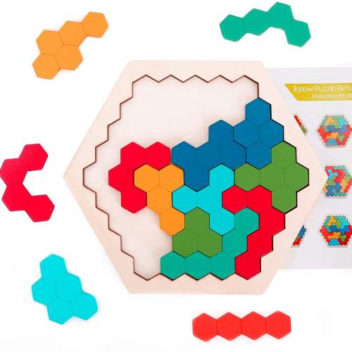 Ranslen Wooden Hexagon Puzzles for Kids