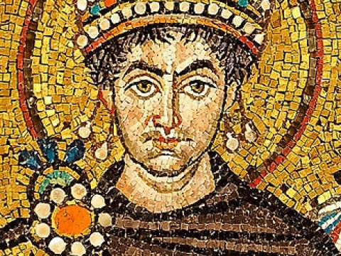 Emperor Justinian I, shown here in a contemporary mosaic portrait from Ravenna, denounced Origen as a heretic and ordered all of his writings to be burned.