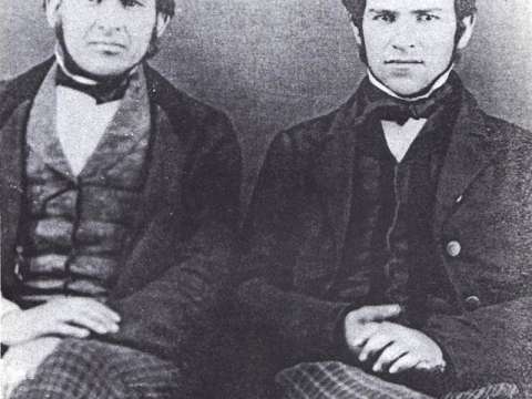 Jay Gould (right) in 1855