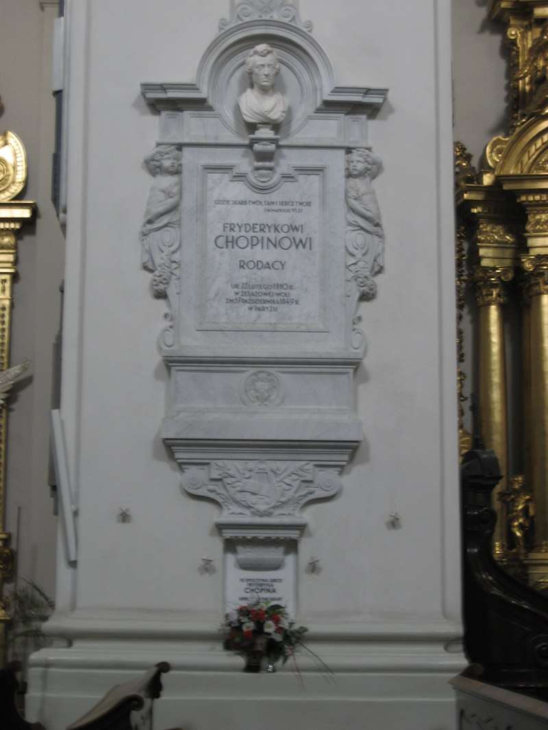 Funerary monument on a pillar in Holy Cross Church, Warsaw, enclosing Chopin's heart