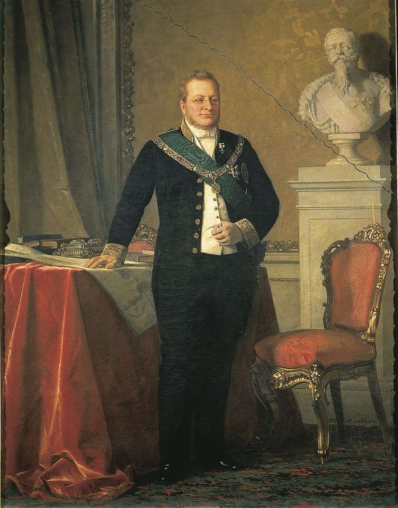 Official portrait of Camillo Benso in 1852.