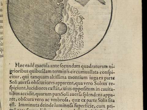 An illustration of the Moon from Sidereus Nuncius, published in Venice, 1610