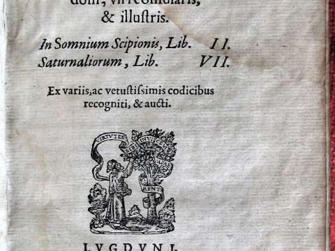Early printed edition of Macrobius's In Somnium Scipionis and Saturnaliorum.