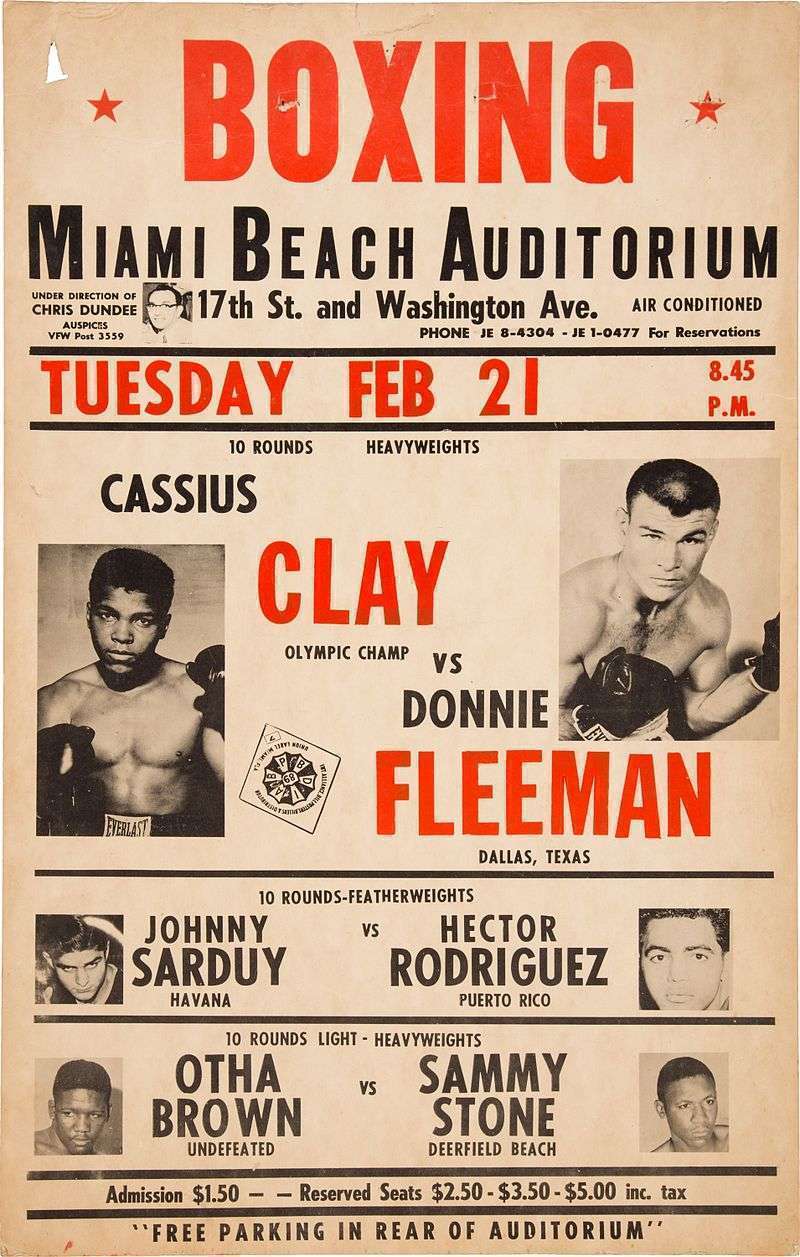  On-site poster for Cassius Clay's fifth professional bout